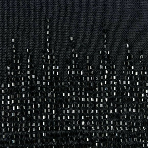 Adrianna Papell Beaded Hem Mock Neck Black Knit Sleeveless Sweater Top Petite M - Picture 5 of 5